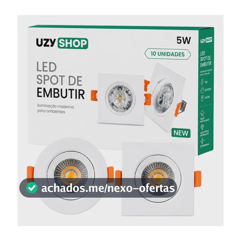 Kit 10 Spot Led 5w Embutido Redondo Quadrado 3000k 6500k Quadrado Branco Frio 6500k
