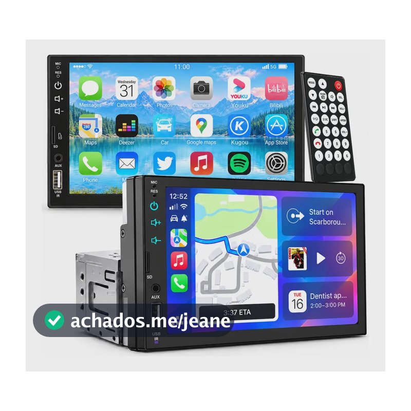 Central Multimídia Mp5 1 Din Tela 7  Touch Bluetooth Espelha Compativel Com Câmera De Ré