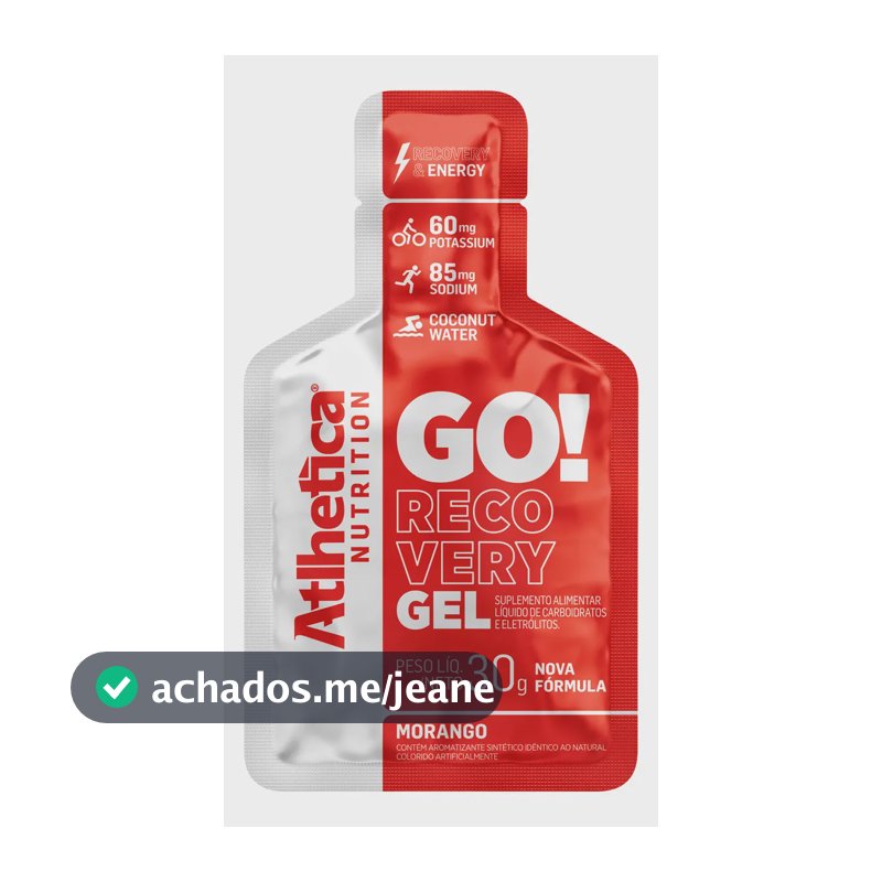 Suplemento em sachês Atlhetica Nutrition Go! Recovery Gel Energético sabor Morango x 30g de 10 un