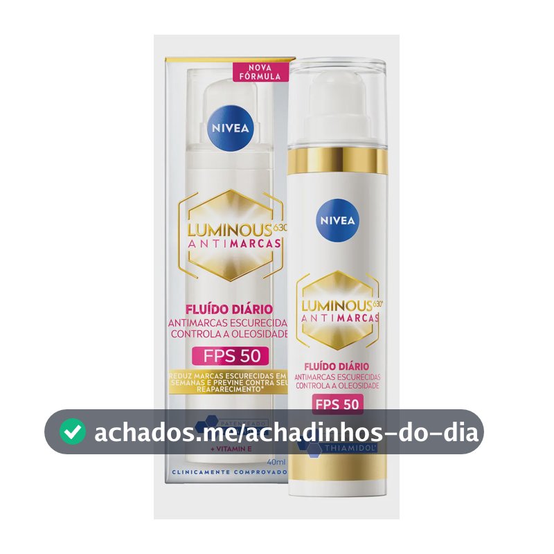 NIVEA LUMINOUS 630® Fluido Facial Antimarcas FPS 50 40ml, Previne e Reduz Marcas Escurecidas, Proteção UVA/UVB, Pele Uniforme