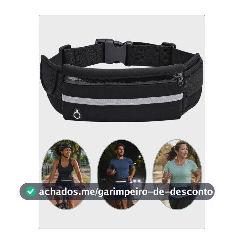 Pochete Corrida Treino Slim Refletiva Porta Garrafa Celular Preto