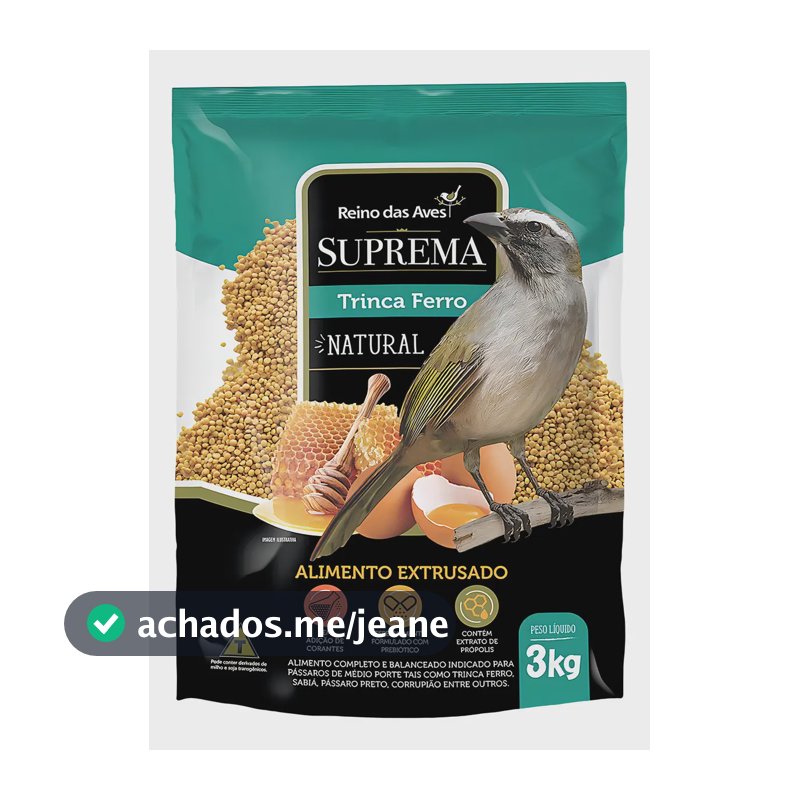 Suprema Trinca Ferro Natural Extrusada 3kg - Reino Das Aves