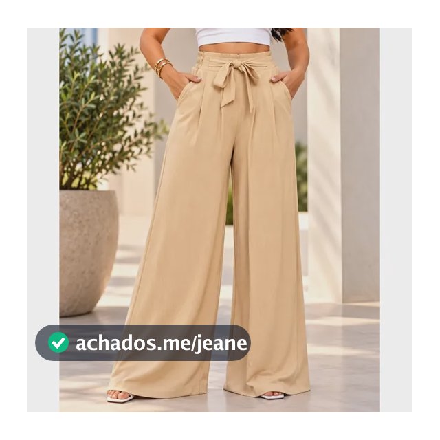 Calça Pantalona Feminina Viscolinho Com Bolsos E Forro