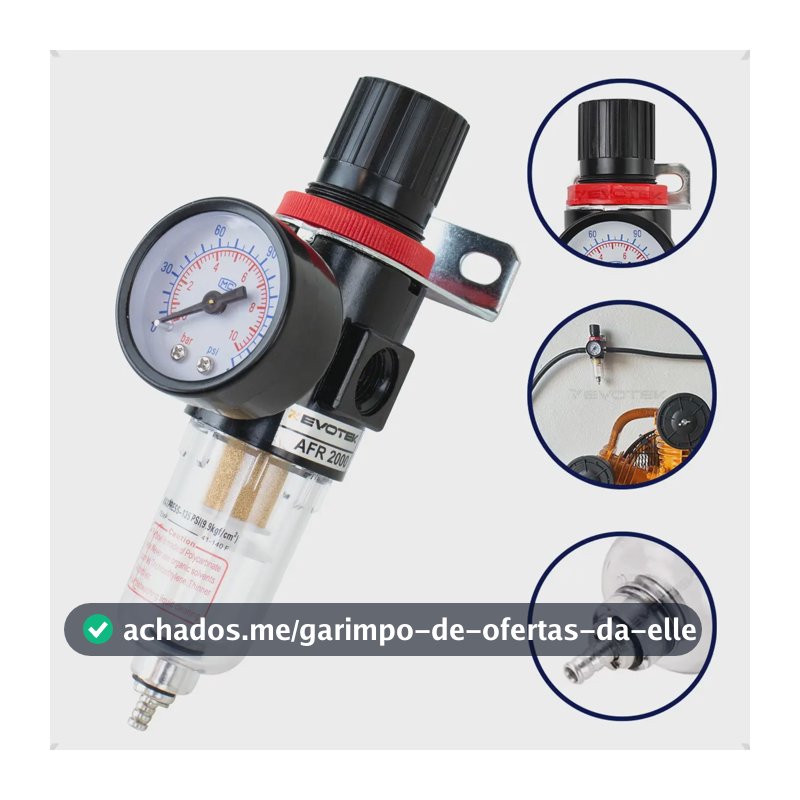 Filtro Manômetro Regulador Pressão Ar 1/4 Eliminador De Água Suporte Compressor