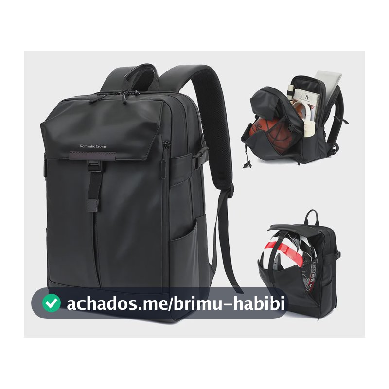 Mochila Notebook Impermeável Escolar Feminina Masculina Preto Couros