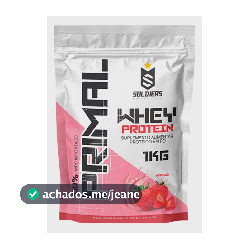 Whey Protein Primal 1kg Sabor Morango Soldiers Nutrition Pós Treino Recuperação Suplemento Proteína