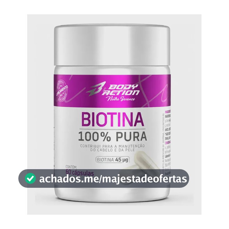 Biotina Bodyaction em cápsula Sem sabor x 200mL de 60 un