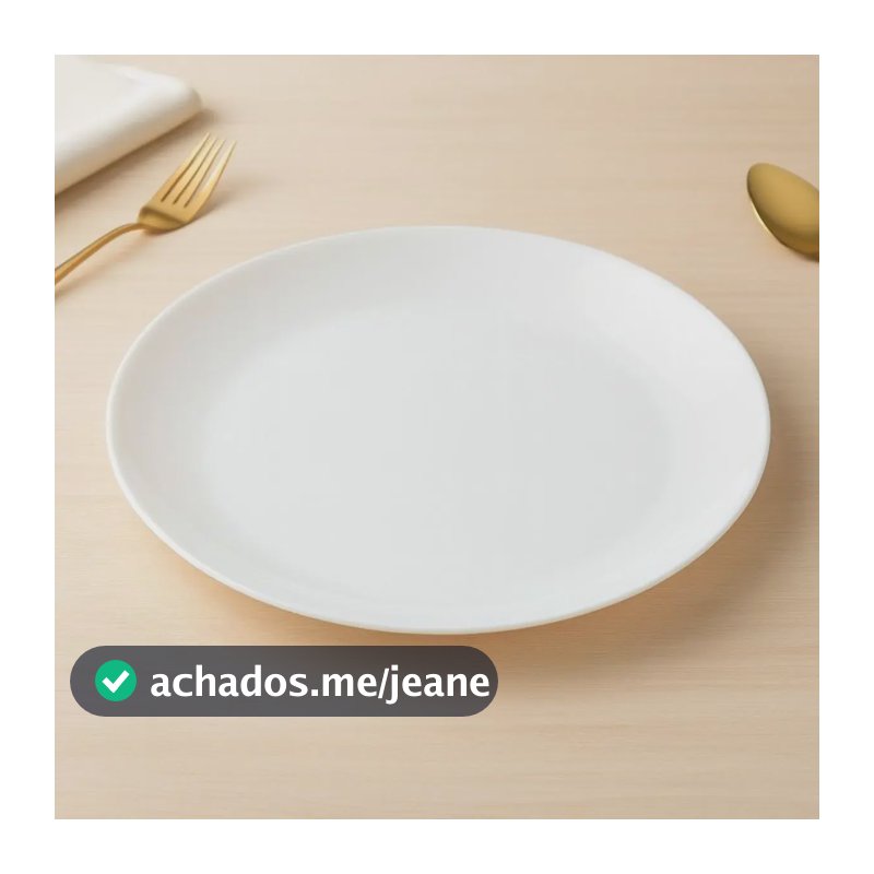 Jogo 6 Pratos Rasos Grande Vidro Branco 25cm Restaurante Branco Lisa