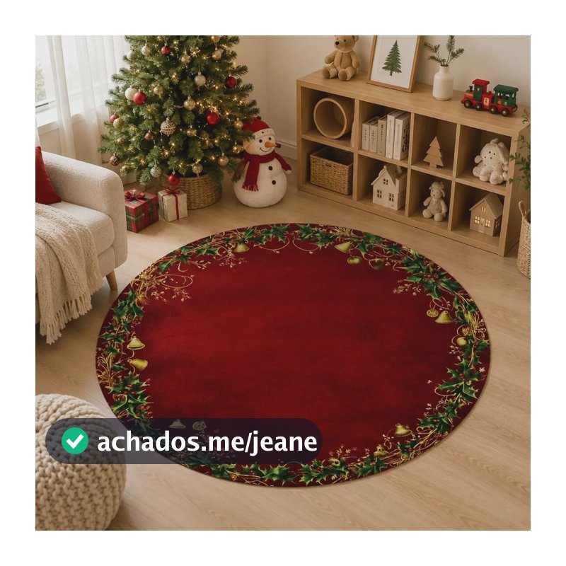 Tapete Redondo Decorativo Natal 88cm Para Sala E Quarto 2246 88 M