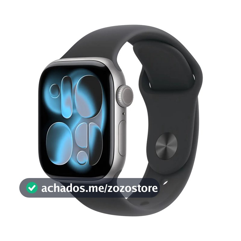 Apple Watch Series 11 GPS - Caixa cinza-espacial de alumínio – 42 mm - Pulseira esportiva preta – P/M