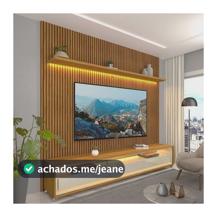 Rack Com Painel Para Tv Até 75 Polegadas Com Led Com Jh Naturale/off White