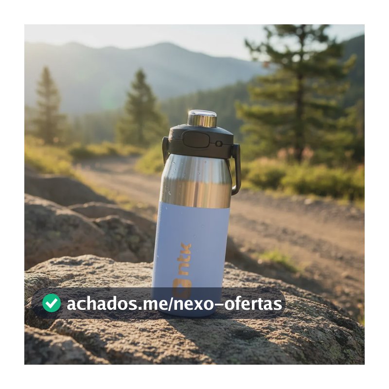 Garrafa Térmica Bike Trilha Camping Isomax 750ml Ntk C/alça Azul-claro Liso
