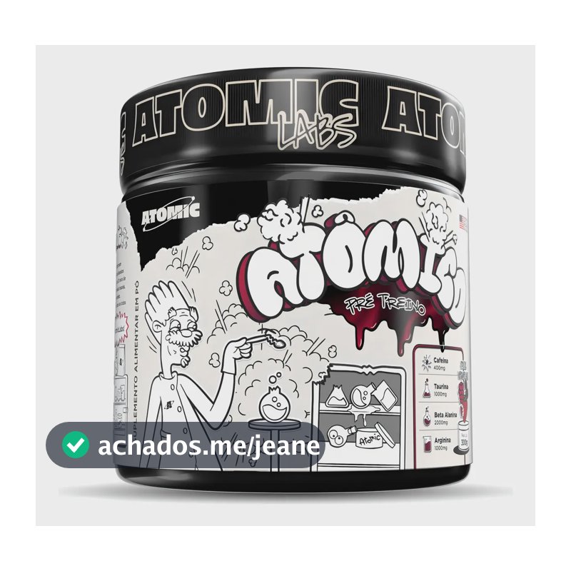 Pré-Treino Atomic Labs Atômico 300g Frutas Vermelhas com Cafeína e Beta-Alanina