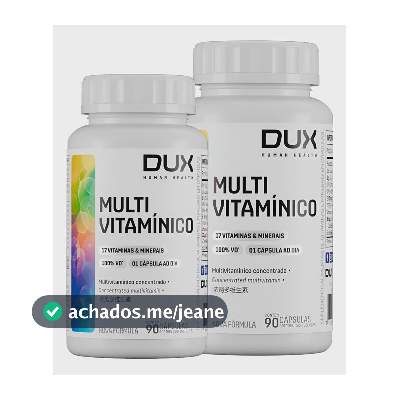 Multivitamínico Dux 90 Cápsulas Vitaminas Minerais Saúde Sem Sabor