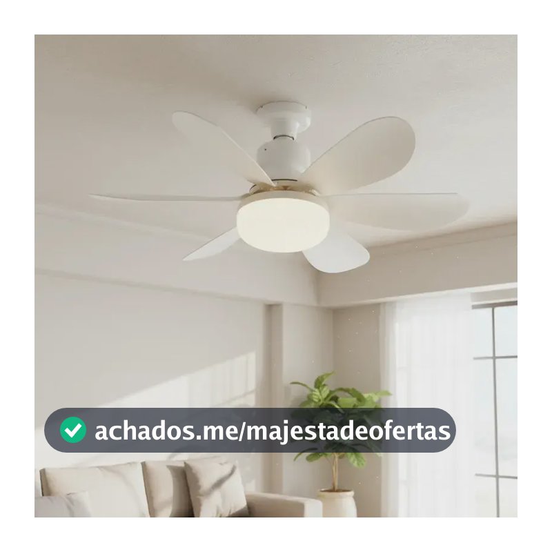 Lâmpada Ventilador De Teto  Hélices Controle Remoto Luz Mudo Branco 127/220v Plástico 5