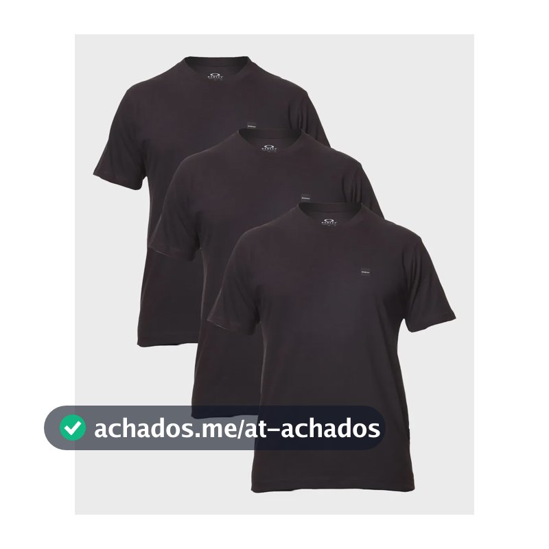 Kit 3 Camisetas Casual Masc Oakley Patch 2.0 Tee Em Algodão Preto Logomarca P Liso