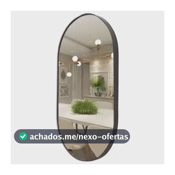 Espelho Adnet Oval Com Borda De Couro Moldura 4060 Pílula