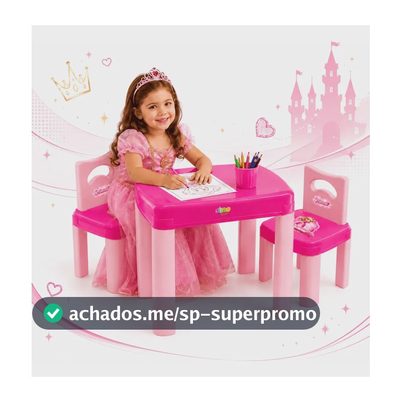 1 Mesa E 2 Cadeira Didatica De Criança - Super Atividades Cor Princesa