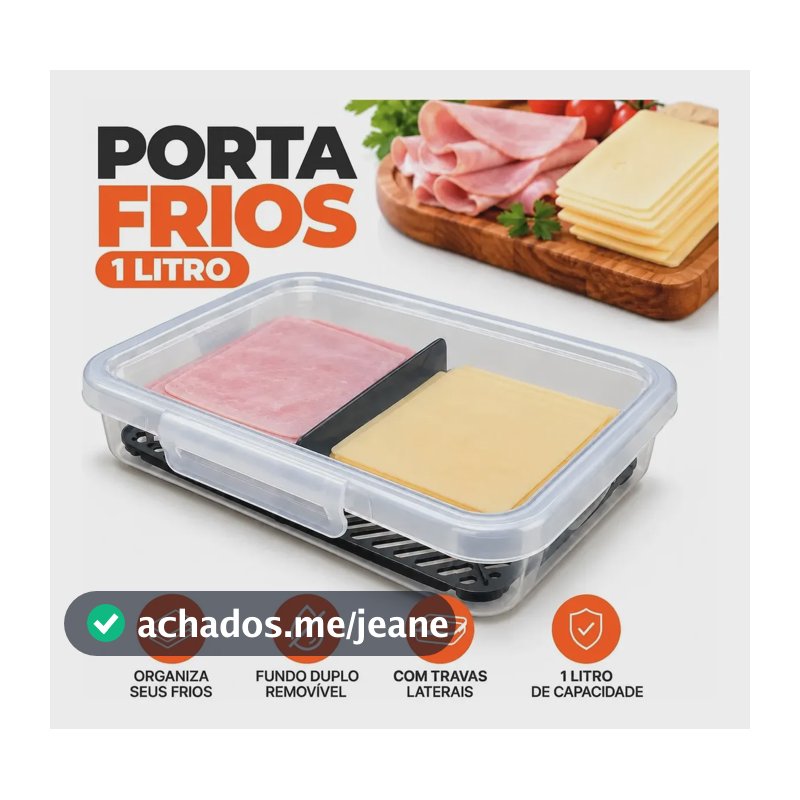 Pote Porta Frios Duplo Plástico 1litro Hermético Empilhavel 1 Porta Frios