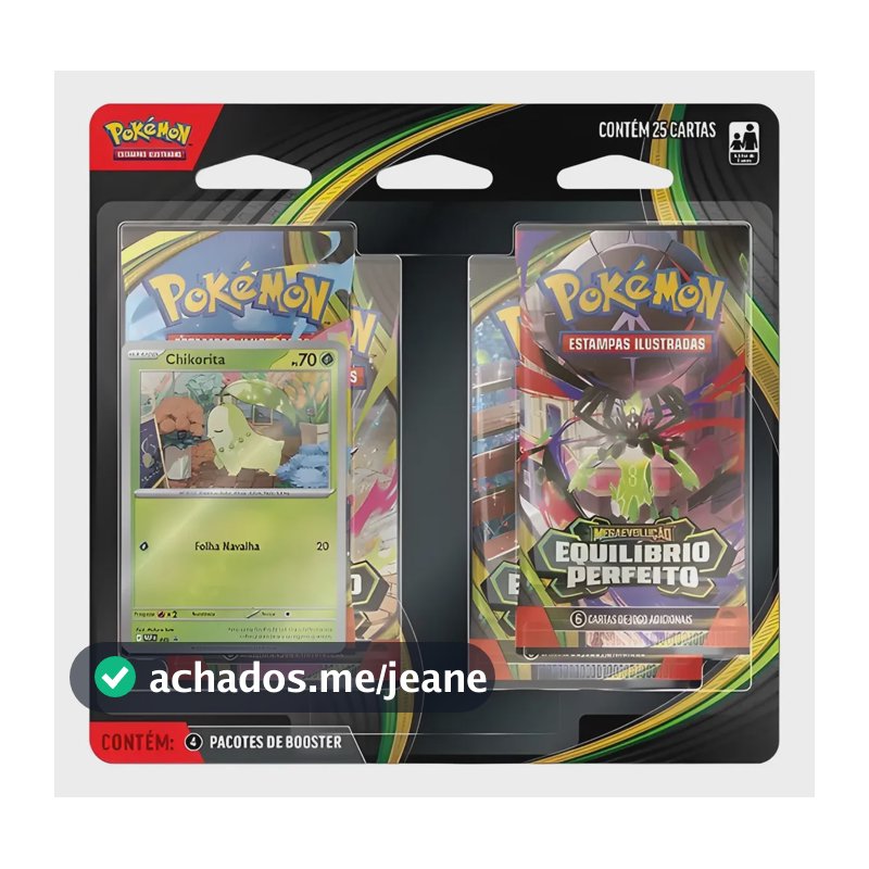 Cartas Pokémon Equilíbrio Perfeito Chikorita 25 Cards Copag