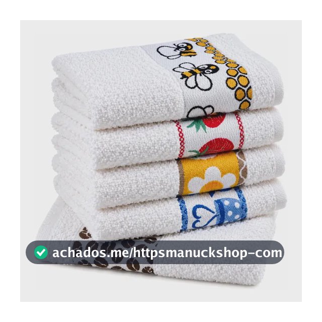 Pano de Prato Atoalhado Atacado Laune Gourmet Kit com 5 peças cor Branco Desenho Sortidos Laune Haus