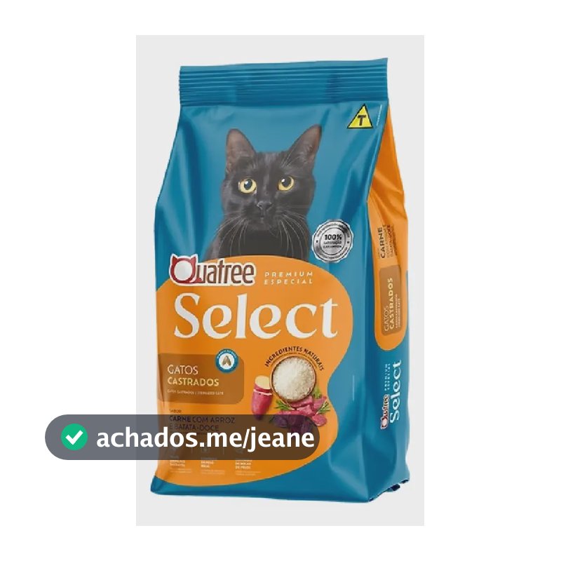 Raçao Quatree Select Gatos Castrados Carne 10,1kg