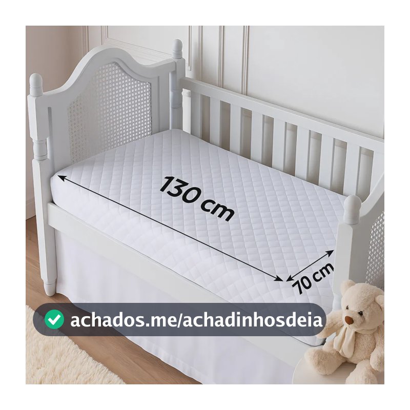 Protetor De Colchão Impermeável Berço Americano Quadriculado Branco