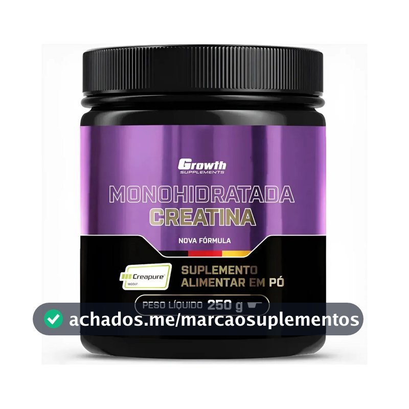 Creatina Creapure Growth 250g Aumento Força Volume Muscular Sabor Natural