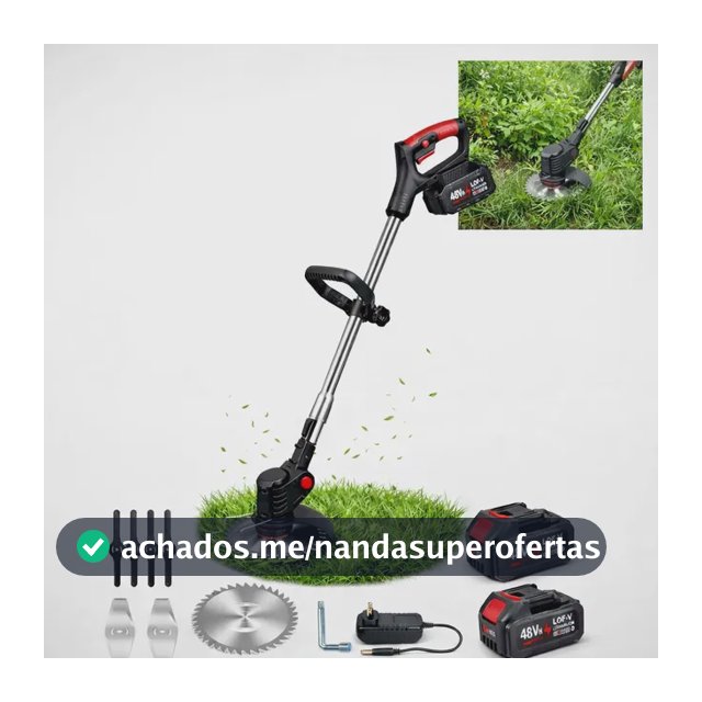 Roçadeira Elétrica De Grama 48v Com 2 Baterias E Lâminas Kit 48v