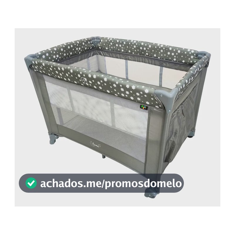 Berço Portátil Infantil Cercado Desmontável Lune Maxi Baby - CINZA