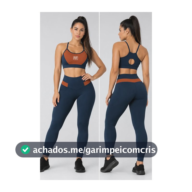 Conjunto Academia Feminino Modelador Top +legging Compressao Azul-escuro Liso M (38-40)