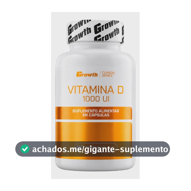 Vitamina D 1000ui 60 Caps Growth Supplements - Sem Sabor Sem Sabor