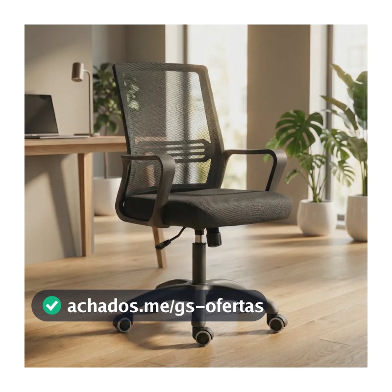Cadeira Escritório Astrella Vega Ergonômica E Giratória Preto Malha