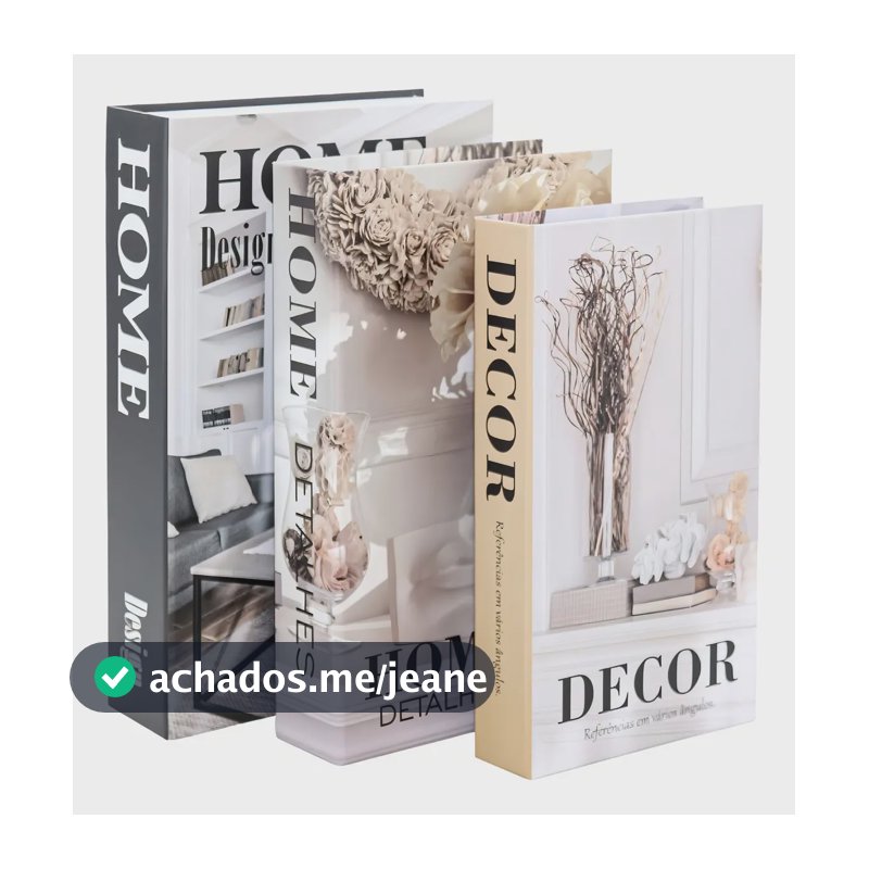Kit 3 Livros Caixa Decorativa Home Design Papelão Com Tampa