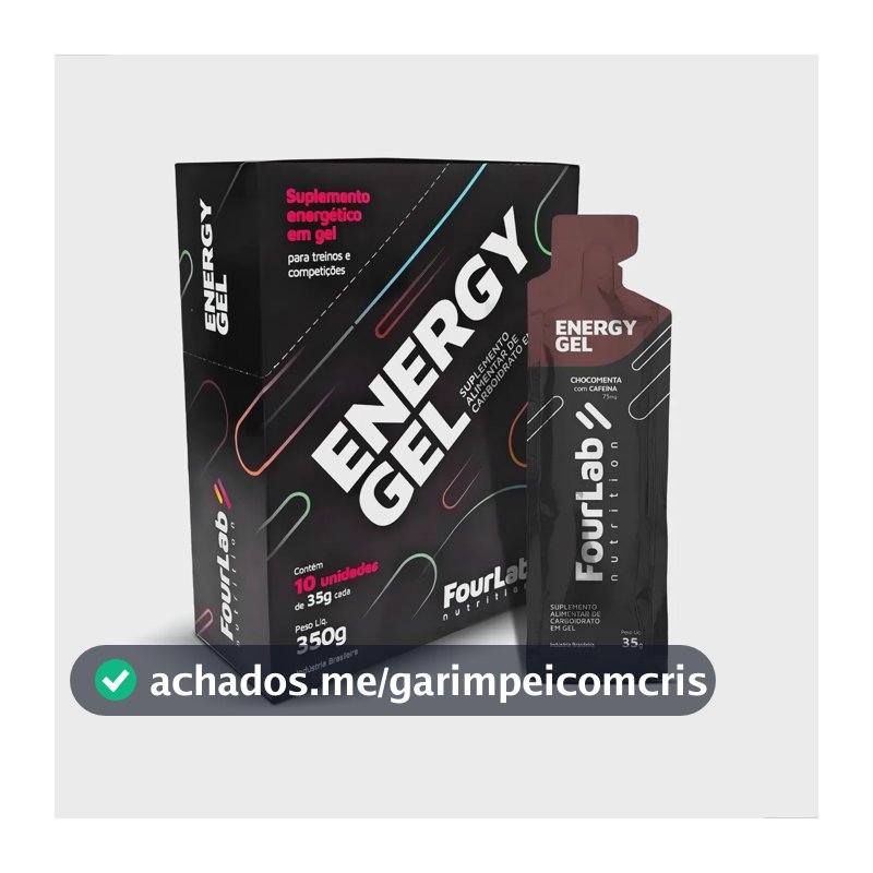 Pack 10 Géis de Carboidratos FOURLAB Energy Com Cafeína sabor Chocomenta, Para Ciclismo e Maratona