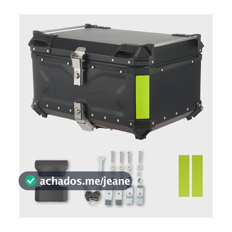 Baú Bauleto 55 Litros Aluminio Base Universal Todas As Motos Preto