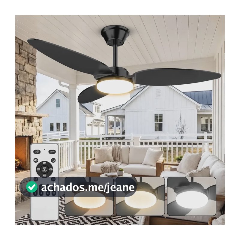 Ventilador De Teto 52  Antuvi C/luz Led E Controle,bivolt 1.067 M Preto 127/220v 3