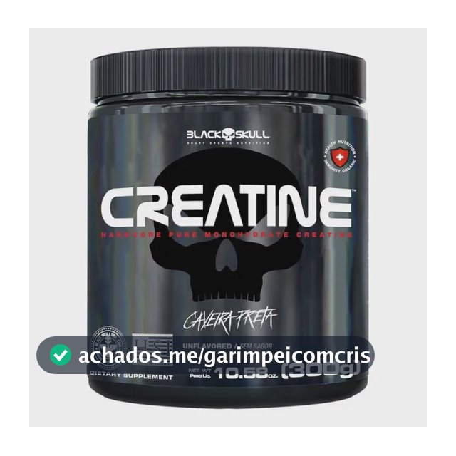 Creatina Monohidratada Pura Black Skull Pura 300g - 100% Monoidratada Em Pó Sem Sabor X 300g