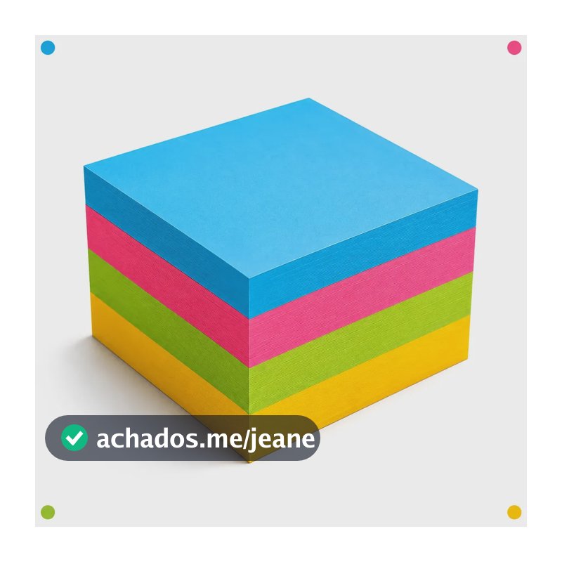 Bloco Adesivo Anotações Post-it Colorido 76x76mm 400 Folhas 4 Cores Notas Adesivas Escritório Escola Faculdade Home Office Organização