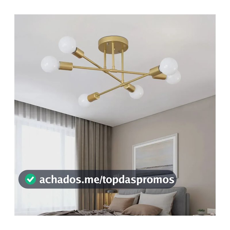 Luminária Lustre Teto Moderno Pendente Para Sala 6 Lâmpadas