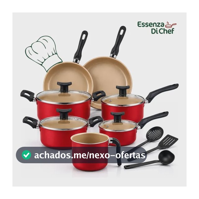Conjunto Panelas Antiaderente 10 Peças Teflon Várias Cores Cereja
