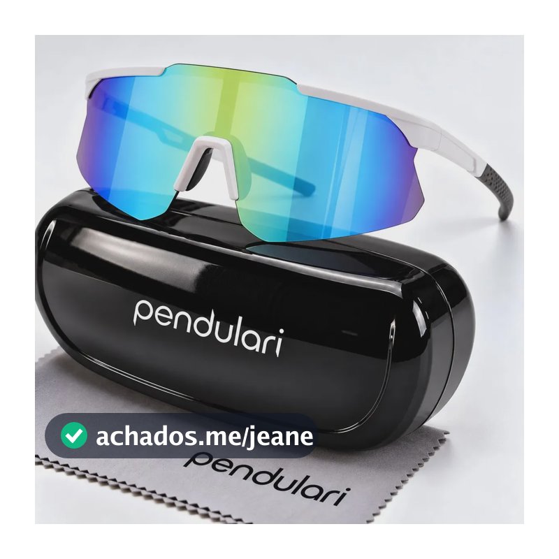 Óculos Esportivo Pendulari Sprint Feminino Masculino Beach Tennis Bike Proteção UV400 Armação Branca Lente Azul-Claro