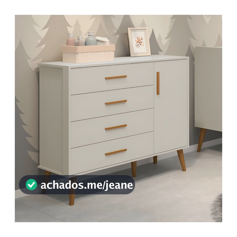 Cômoda Sapateira Infantil 4 Gavetas 1 Porta Isis Móveis