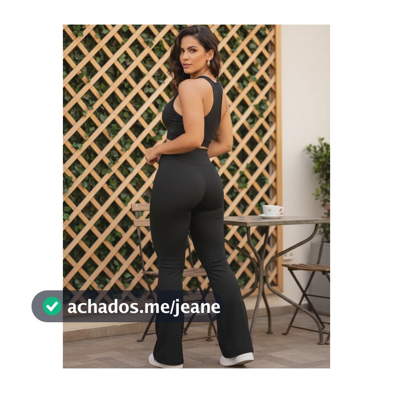 Calça Legging Flare Bailarina Cintura Alta Leg Boca De Sino Calça Preto Liso M