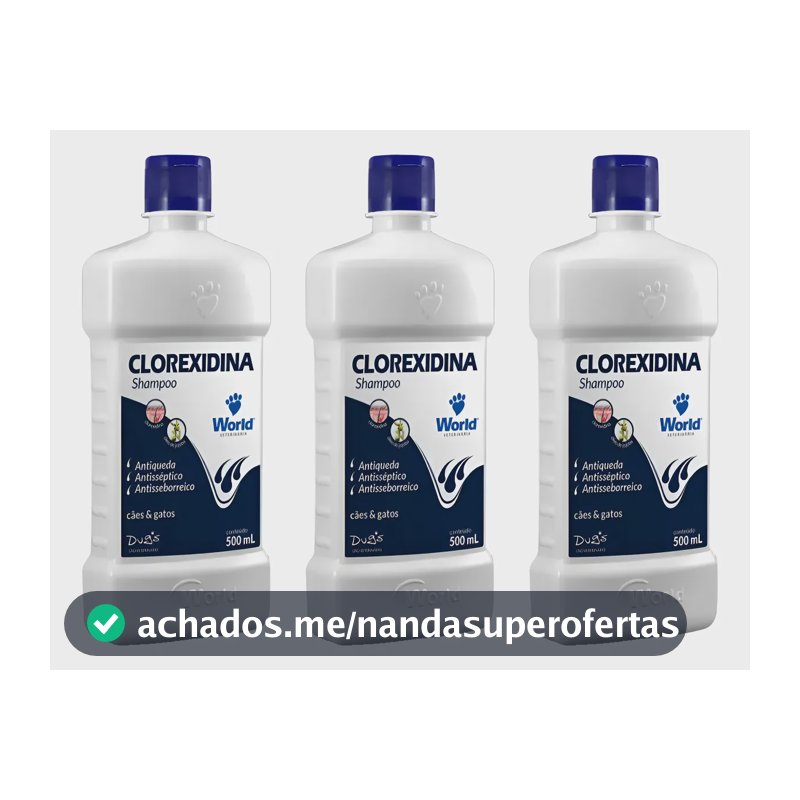 Kit 3 Shampoo Dermatite Clorexidina 500ml World