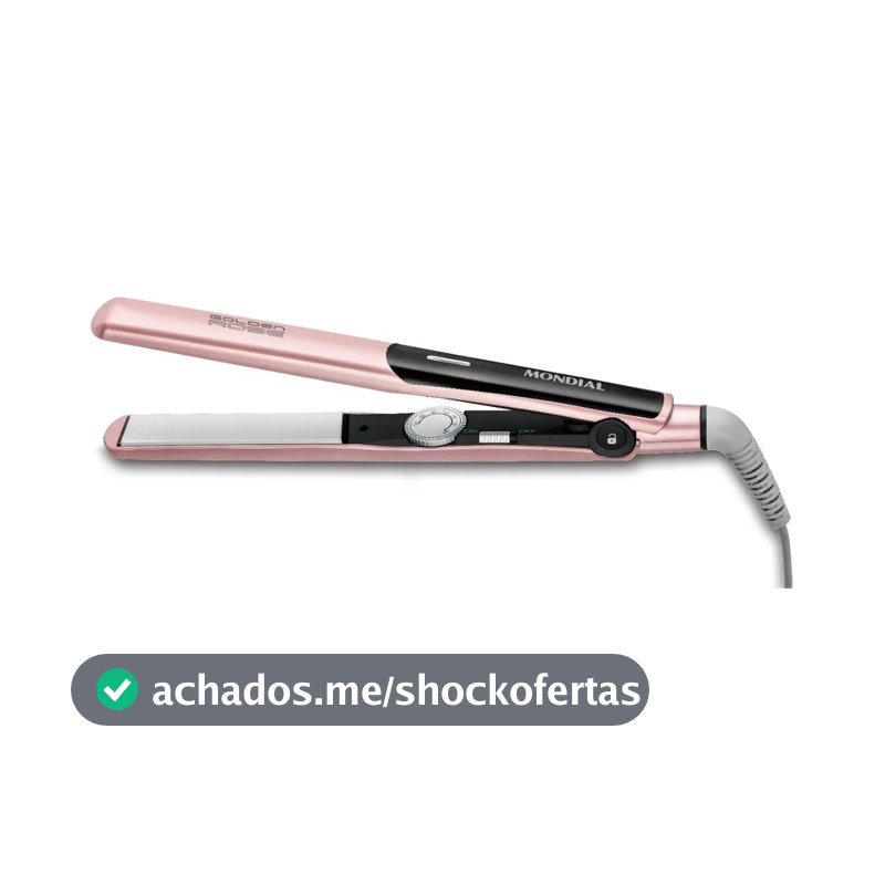 Prancha Alisadora Mondial Golden Rose/Preto Bivolt P-20