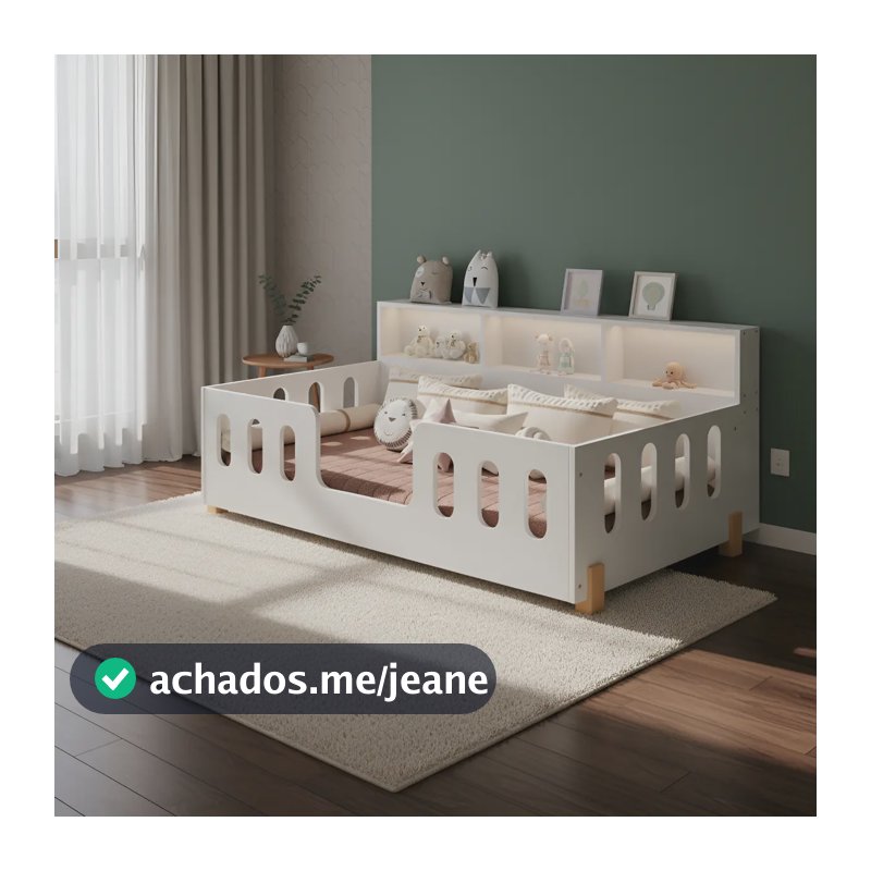 Cama Criança Infantil Montessoriana Nina + Nicho E Luminária Branco