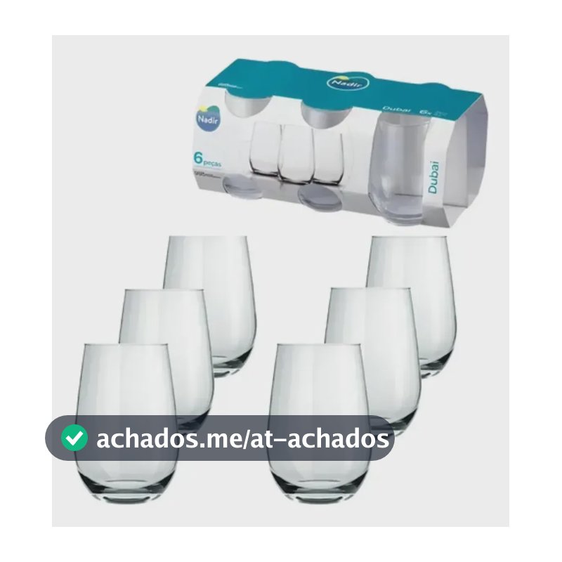 Kit 6 Copos De Vidro 480ml Nadir Figueiredo Dubai Long Drink