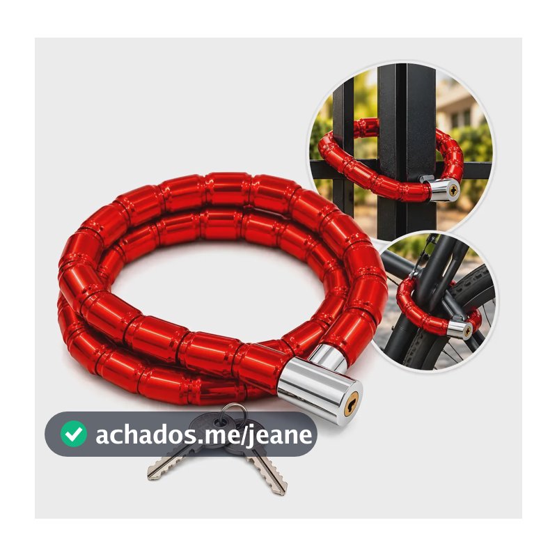 Cadeado Corrente Moto Bike Portão Reforçado Aço Anti-furto Vermelho