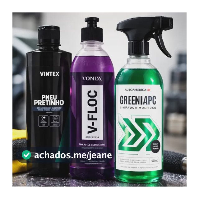 Kit Limpeza Automotiva - Pneu Pretinho + Green Apc + V Floc